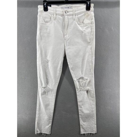 Joes‎ Jeans Womens Sz 27W High Rise Skinny Ankle White Raw Hem Distressed NWOT - Picture 1 of 13